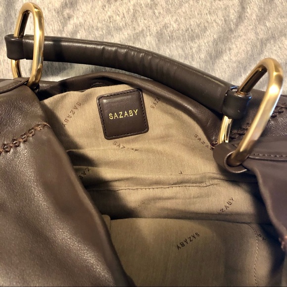 Sazaby large leather shoulder bag, chocolate brown - Picture 4 of 9